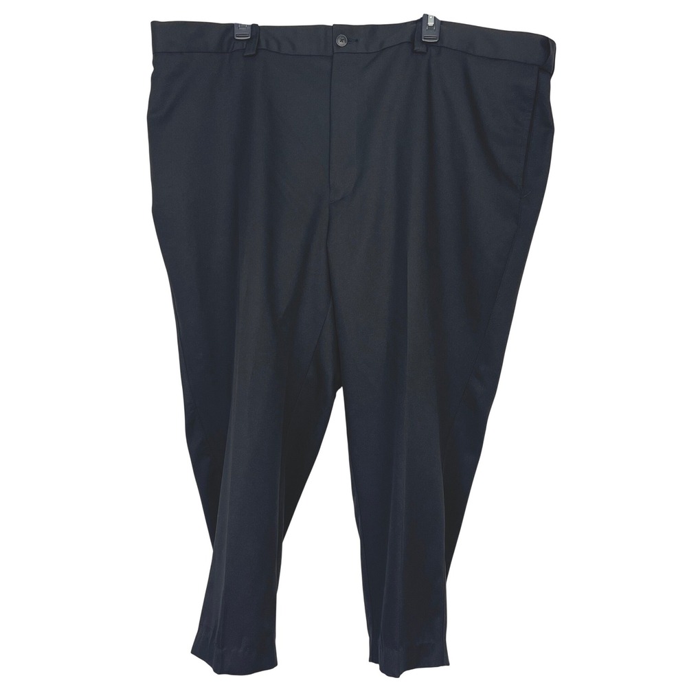 Oak Hill Mens 48x24 Big & Tall Dress Pants Flat Front Trousers Slacks Black